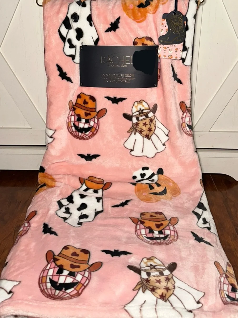 Rachel Roy Pink Halloween Cowgirl Plush Throw Blanket